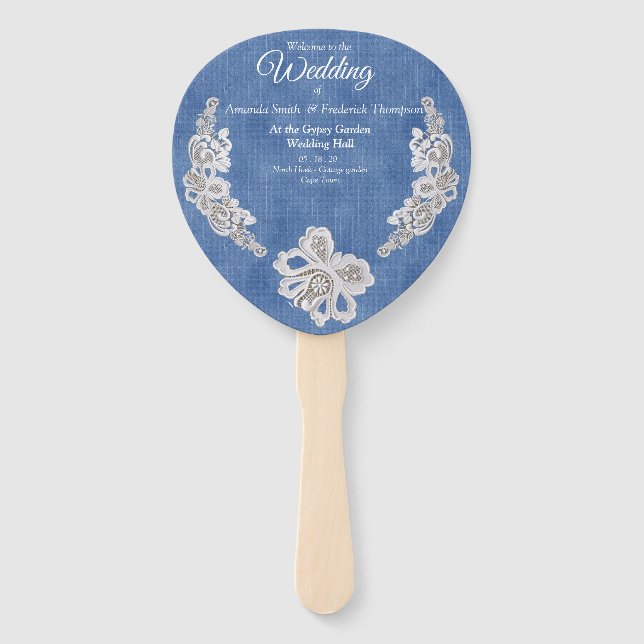 Denim Jean pockets and Lace Hand Fan (Front)