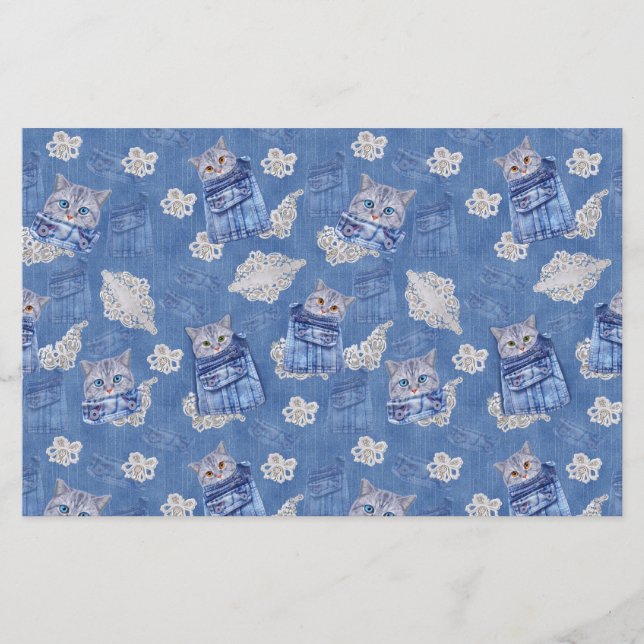 Denim Jean pockets,Kittens and Lace  (Front)