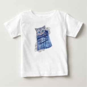 Denim Jean pockets,Kittens and Lace Baby T-Shirt
