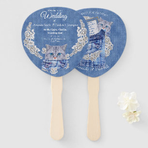 Denim Jean pockets,Kittens and Lace Hand Fan