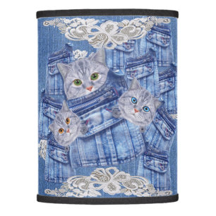 Denim Jean pockets,Kittens and Lace Lamp Shade