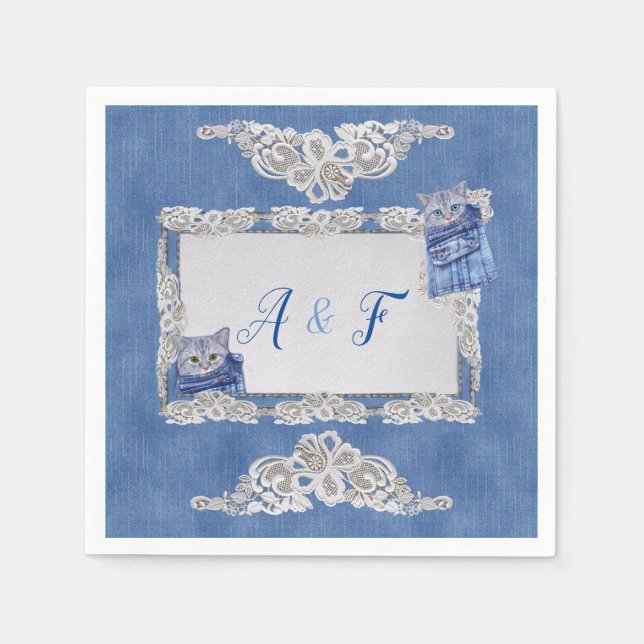 Denim Jean pockets,Kittens and Lace Napkins (Front)