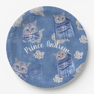 Denim Jean pockets,Kittens and Lace Paper Plates
