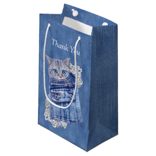 Denim Jean pocketsKittens and Lace Small Gift Bag