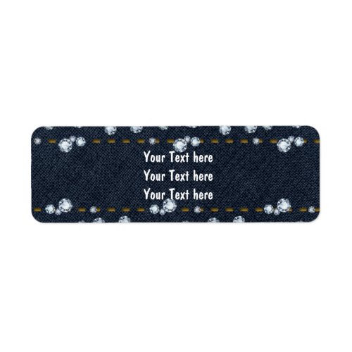 Denim Jean Stitched  Diamonds Address Labels