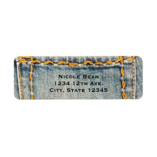 Denim Jean Stitched Pocket Custom Invitation Label