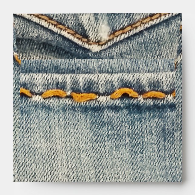 Denim Jean Stitched Pocket Party Invitation Envelope (Back (Top Flap))