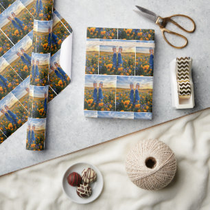 Denim Jeans and Orange Sneakers in Flowers Wrapping Paper