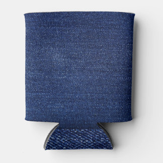 Denim jeans fabric: textured background. can cooler