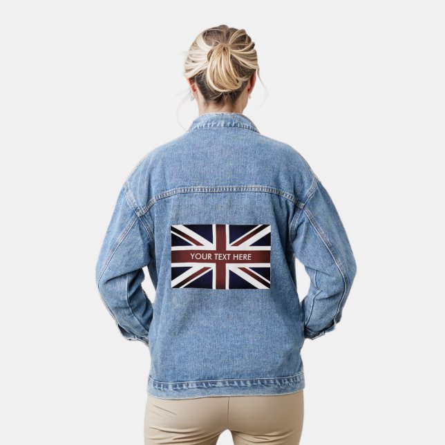 Denim jeans jacket with British Union Jack flag | Zazzle