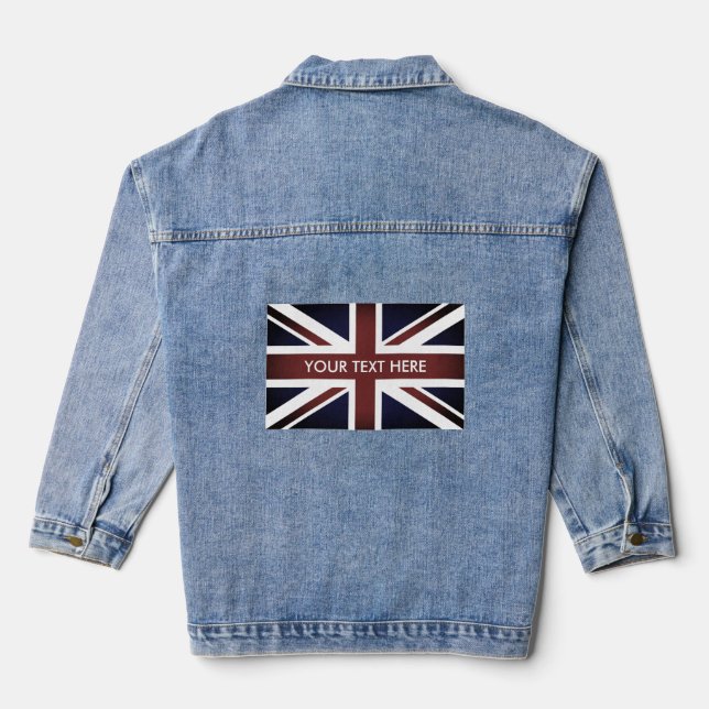 Denim jeans jacket with British Union Jack flag | Zazzle
