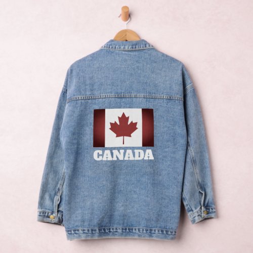 Denim jeans jacket with vintage Canadian flag