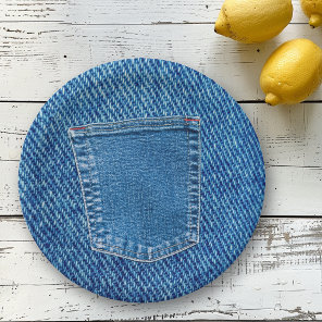 Denim Jeans Pocket Western Country Wedding Party Paper Plates