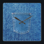 Denim Jeans Pocket Western Wall Clock<br><div class="desc">This design was created from my one-of-a-kind fluid acrylic painting. It may be personalized by clicking the customize button and adding a name, initials or your favorite words. Contact me at colorflowcreations@gmail.com if you with to have this design on another product. Purchase my original abstract acrylic painting for sale at...</div>
