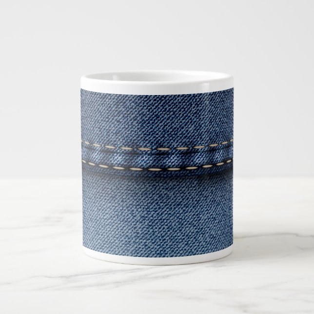 Denim Jeans Texture Large Coffee Mug (Front)