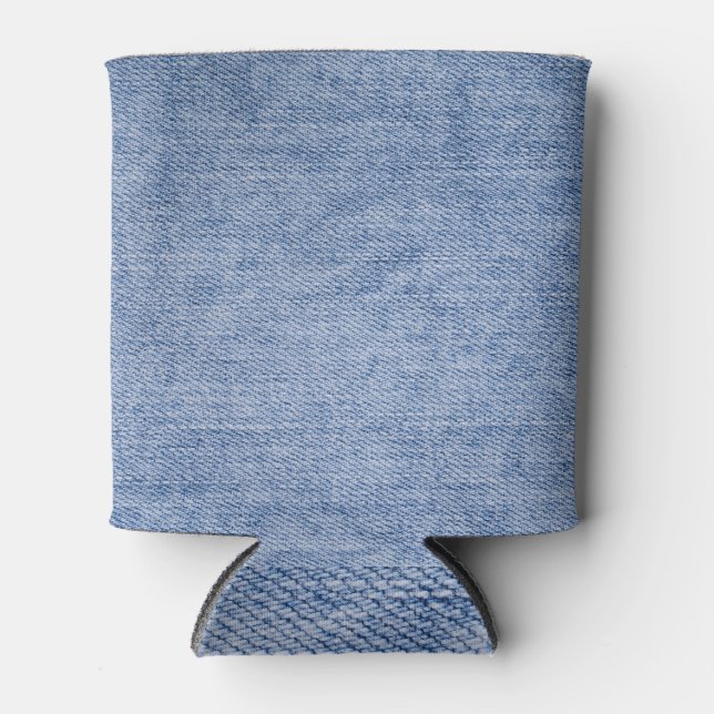 Denim Jeans Texture: Vintage Background. Can Cooler (Front)