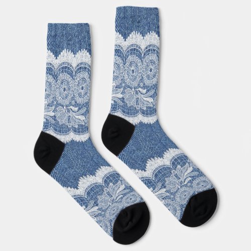 Denim Lace Fashion Socks