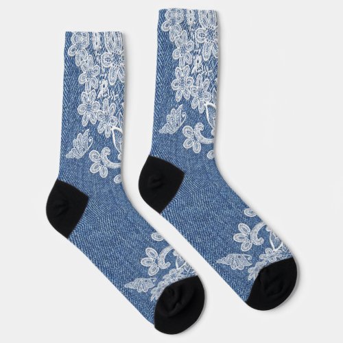 Denim Lace Fashion Socks