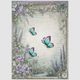 Denim & Lace Floral Fantasy Butterflies Decoupage Tissue Paper