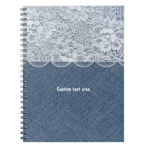 Denim  Lace Personalized Rustic Journal Notebook
