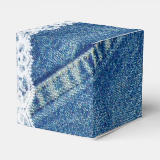 Denim & Lace Printed Wedding Favor Boxes Custom