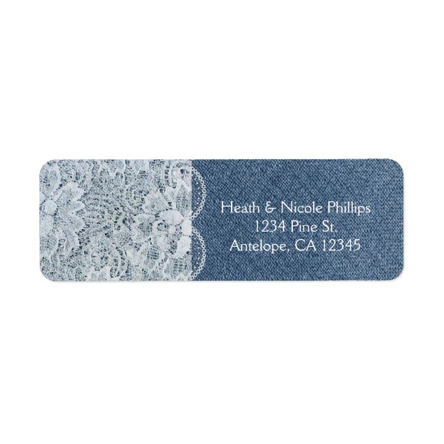 Denim & Lace Rustic Invitation Card Address Labels (Front)