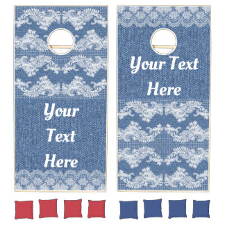 Denim Lace Southern Chic Charm Cornhole Set