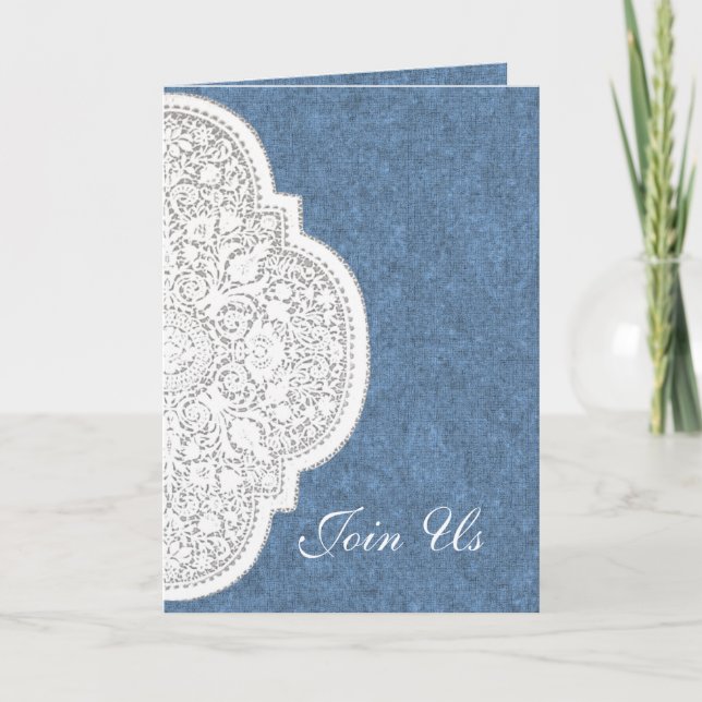 Denim & Lace Western Wedding Invitation Cards (Front)
