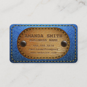 Denim Leather Stitched Background Business Card