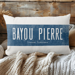 Denim Look Bayou Pierre Louisiana State Lumbar Pillow