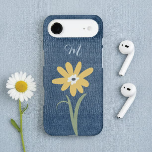 Denim Look Daisy Floral Monogram iPhone 17 Air Case