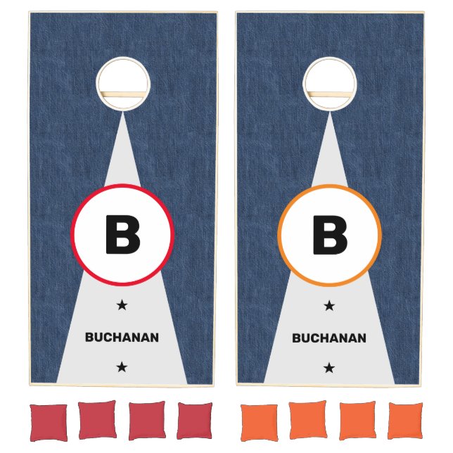 Denim Look Family Name Personalized Cornhole Set (Set)