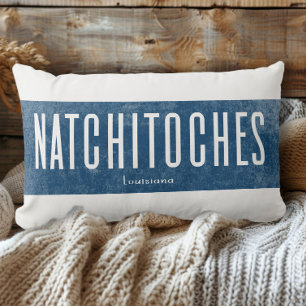 Denim Look Natchitoches Louisiana State Lumbar Pillow