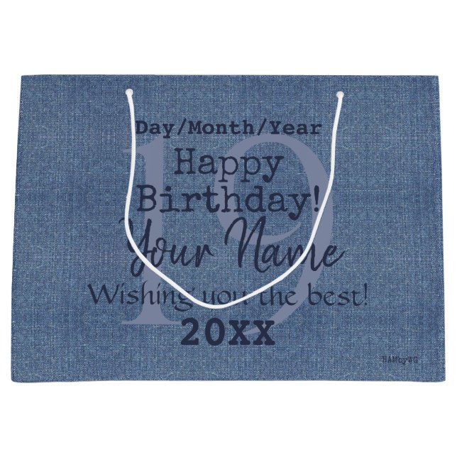 Denim Look Personalizable Gift Bag HAMbyWG (Front)
