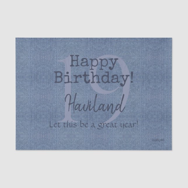 Denim Look Personalizable Gift Tissue  HAMbyWG Paper (Front)