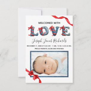 Denim Love -  3x5 Birth Announcement