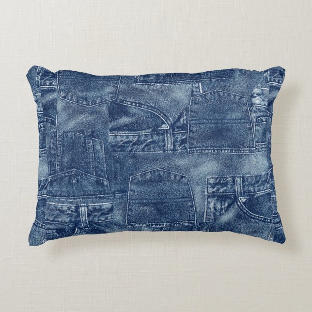 Denim material, accent pillow (Front)