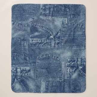 Denim material, sherpa blanket