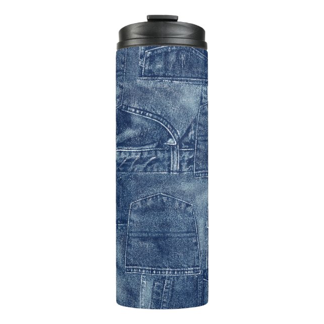 Denim material, thermal tumbler (Front)