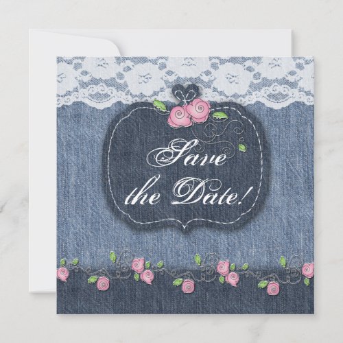 Denim n Daisies Save the Date Lace Invite Western