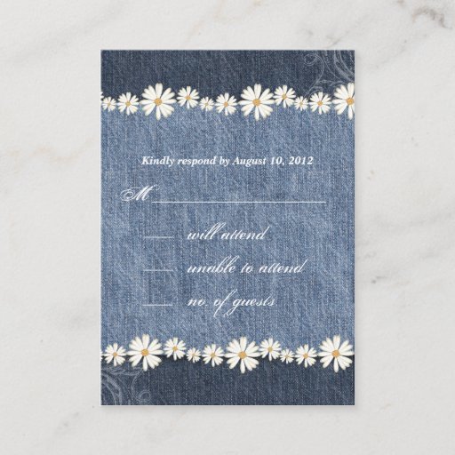 Customizable Denim n Daisies Wedding Response Card Business Card Templates