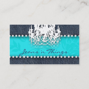 Denim n Diamonds Chandelier Floral Turquoise Blue Business Card