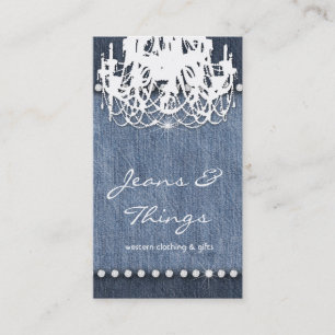 Denim n Diamonds Chandelier Rustic Business Card