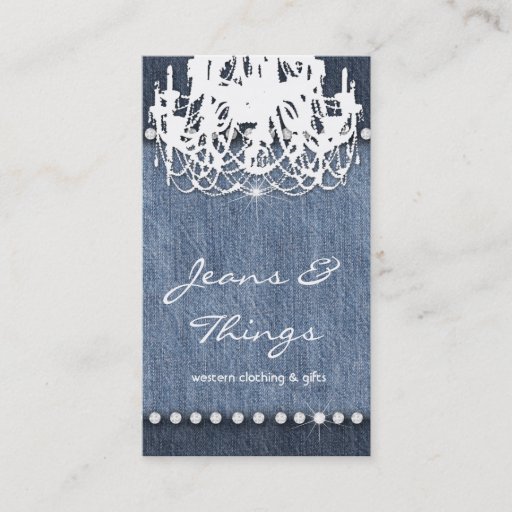 Customizable Denim n Diamonds Business Card Chandelier