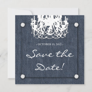 Denim n Diamonds Wedding Invitation Chandelier 1