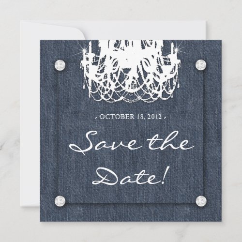 Denim n Diamonds Wedding Invitation Chandelier 1