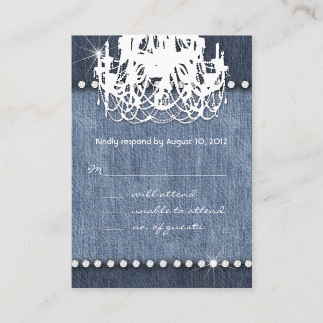 Denim n Diamonds Wedding Response Card Chandelier (Front)
