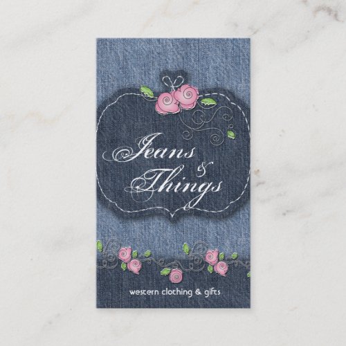Denim n Roses Business Card Shabby Chic