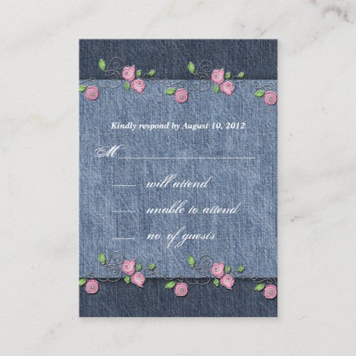 Denim n Roses Wedding Response Card Business Card Templates