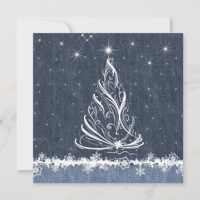 Denim n Snowflakes New Years Party Invitation (Front)